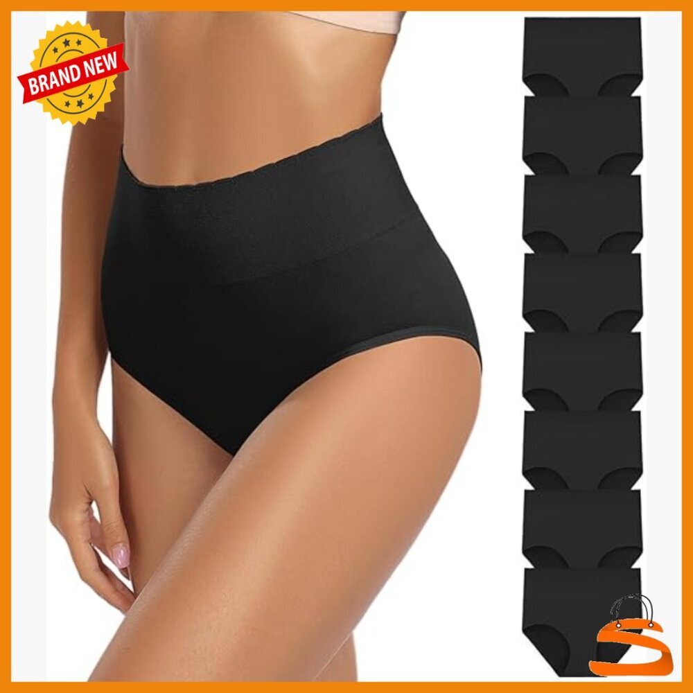 Seamless High Waist Briefs 8-Pack Full Coverage Soft Stretch Panties XL